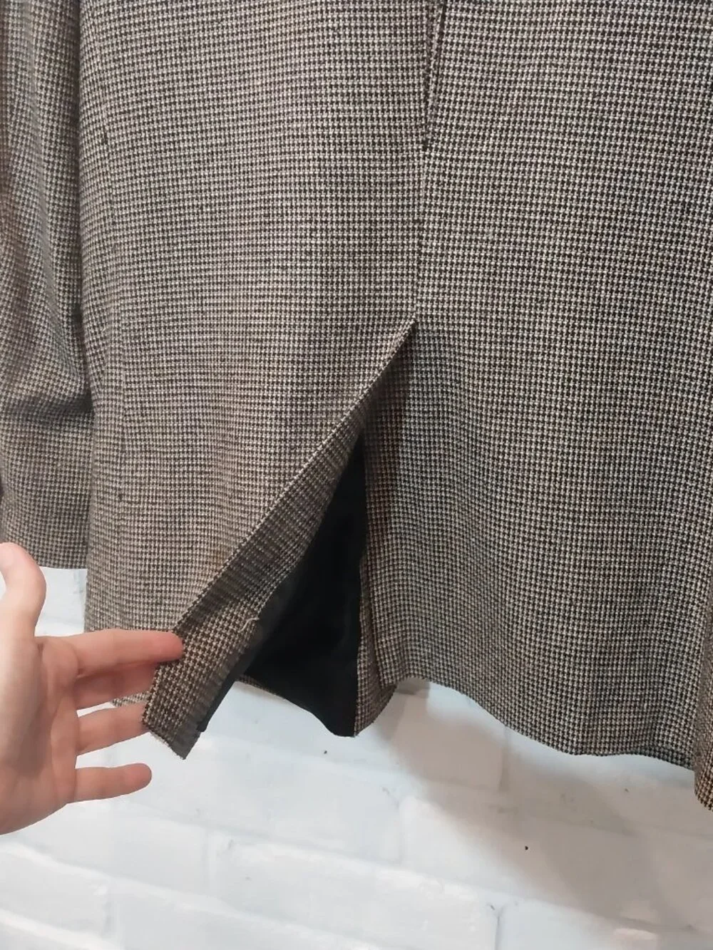 Circle S Dallas Western Blazer 44L 100% Silk Gray Houndstooth Sport Coat Cowboy.